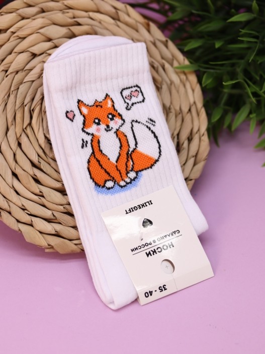 Носки женские Аниме «Fox love», р. 35-40, белый 