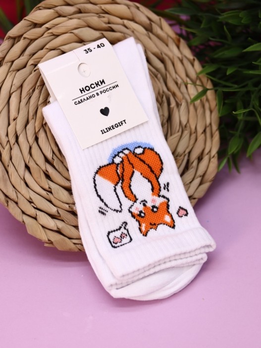 Носки женские Аниме «Fox love», р. 35-40, белый 