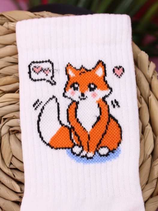 Носки женские Аниме «Fox love», р. 35-40, белый 