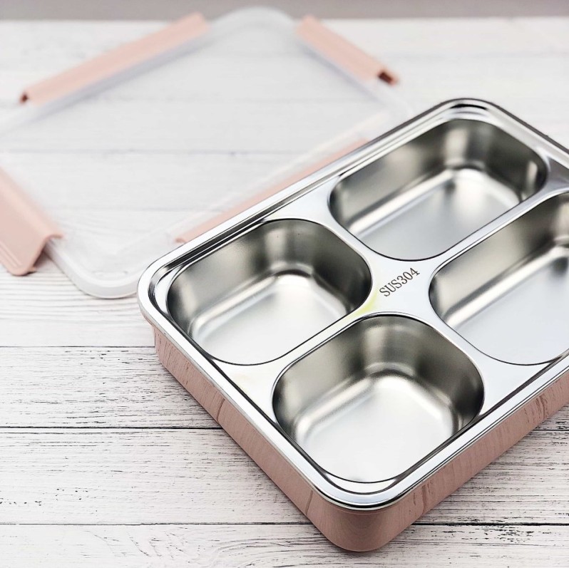 Ланчбокс &quot;Металлический 4 секции&quot;, pink 