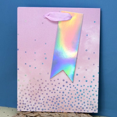 Пакет подарочный (S) «Sequins», pink (18*23*10)