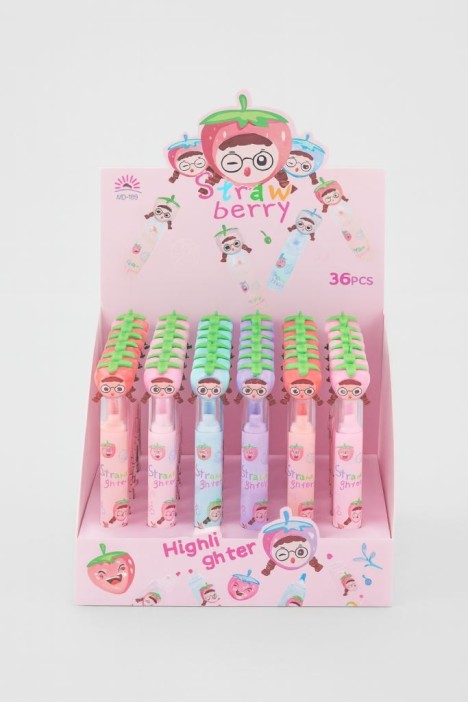 Маркер текстовыделитель 3 в 1 &quot;Girl strawberry head&quot;, шоу-бокс 36 шт. 