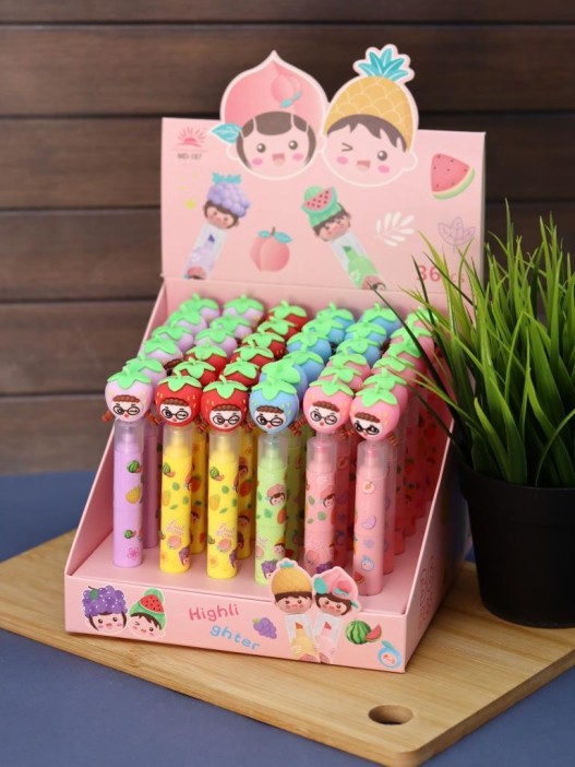 Маркер текстовыделитель 3 в 1 "Girl strawberry head", шоу-бокс 36 шт. 