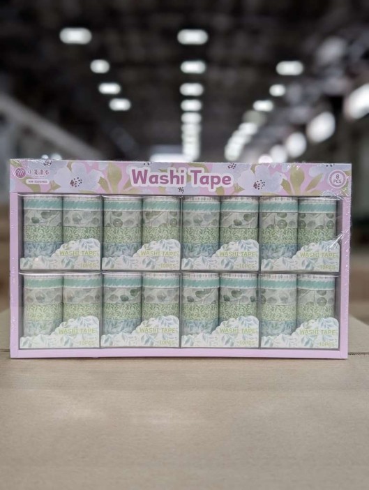 Набор декоративного скотча 10 шт. &quot;Flower power&quot;, green, шоу-бокс 8 шт. 