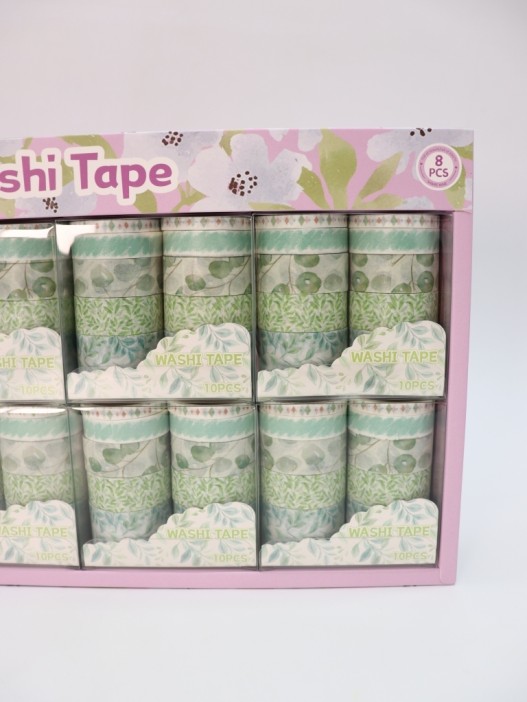 Набор декоративного скотча 10 шт. &quot;Flower power&quot;, green, шоу-бокс 8 шт. 