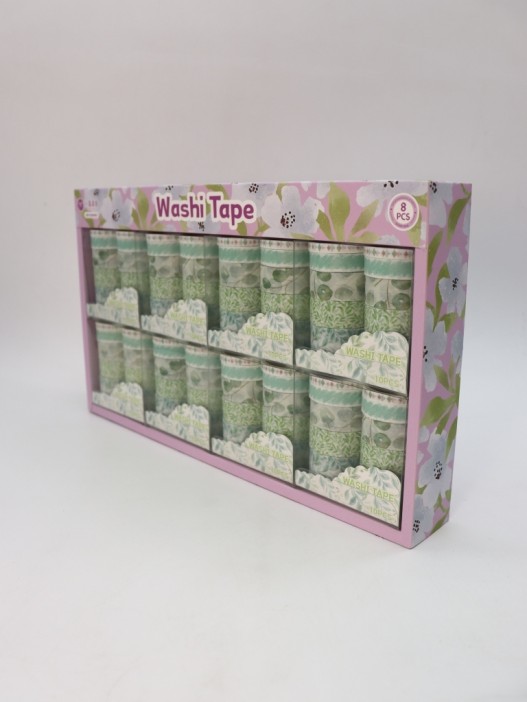 Набор декоративного скотча 10 шт. &quot;Flower power&quot;, green, шоу-бокс 8 шт. 