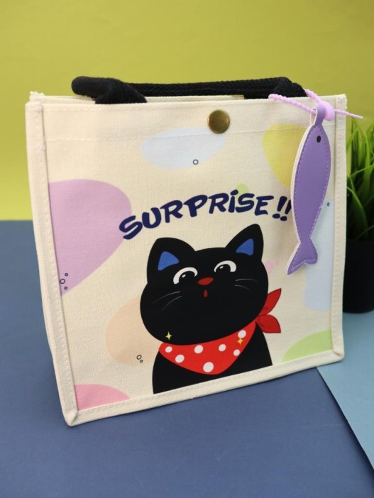 Сумка шоппер &quot;Сat with fish&quot;, white (23.5*10*21 см) 