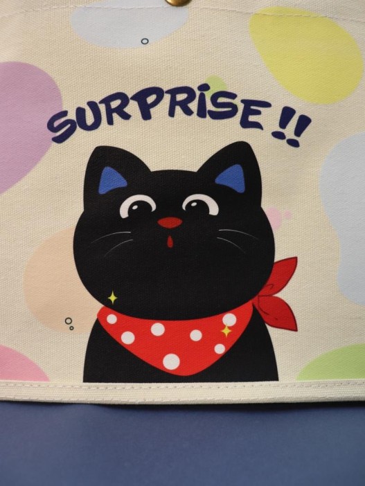 Сумка шоппер &quot;Сat with fish&quot;, white (23.5*10*21 см) 