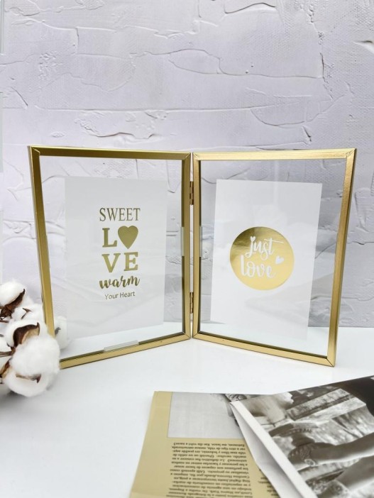 Фоторамка раскладная на 2 фото «Writings», металл (10*15 см) 