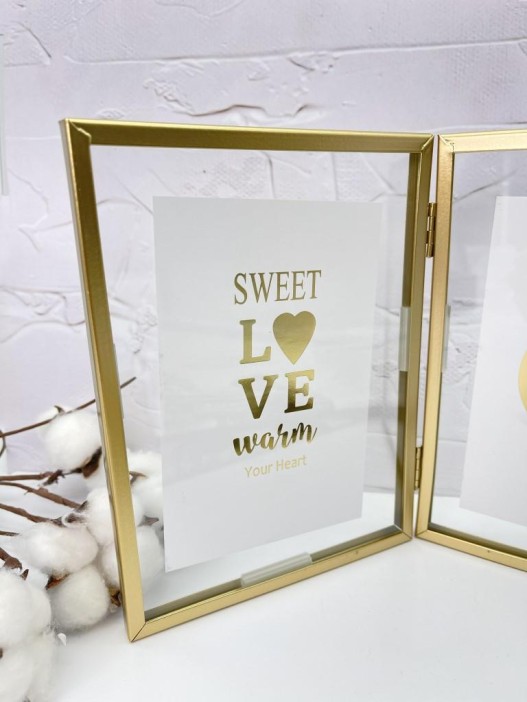 Фоторамка раскладная на 2 фото «Writings», металл (10*15 см) 