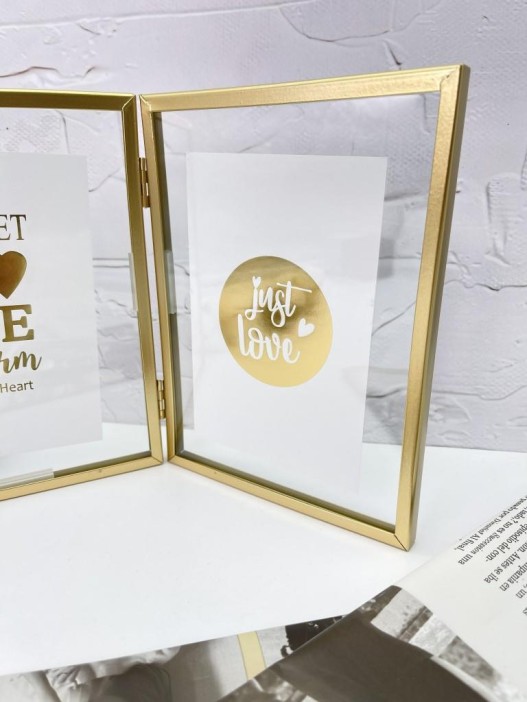 Фоторамка раскладная на 2 фото «Writings», металл (10*15 см) 