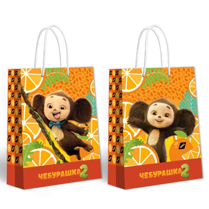 Пакет подарочный XL 26.4*36*11.5см "Чебурашка. Апельсиновый супергерой", 264*360*115 мм 