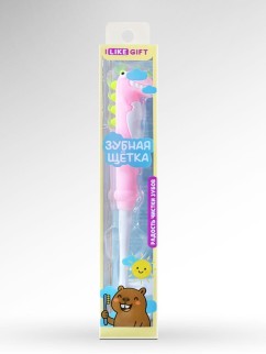 Зубная щётка для взрослых iLikeGift &quot;Tiny Rawr&quot;, pink (10 см)