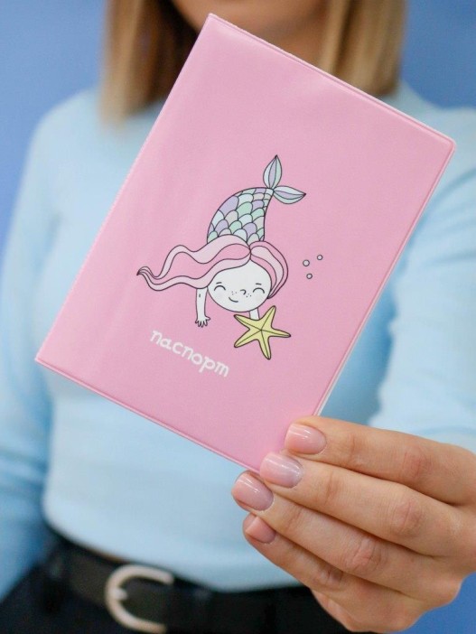 ОБЛОЖКА ДЛЯ ПАСПОРТА «Mermaid», pink, плотность 560 мкм 