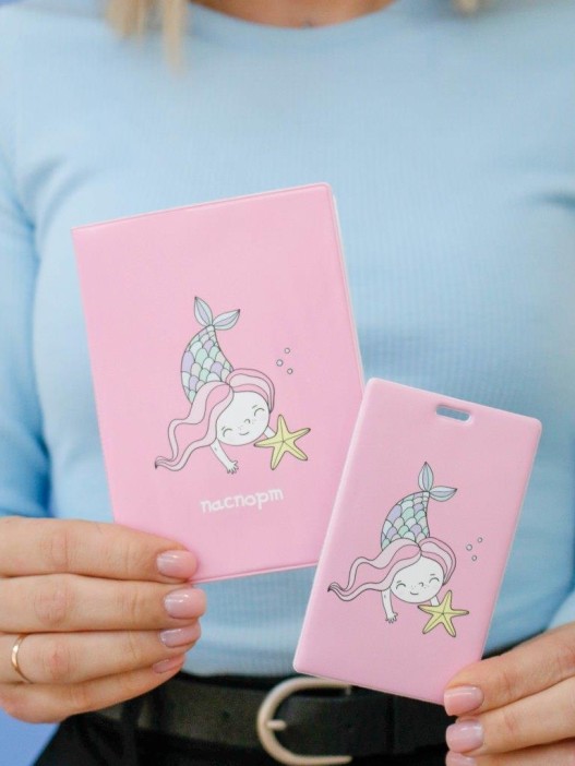 ОБЛОЖКА ДЛЯ ПАСПОРТА «Mermaid», pink, плотность 560 мкм 