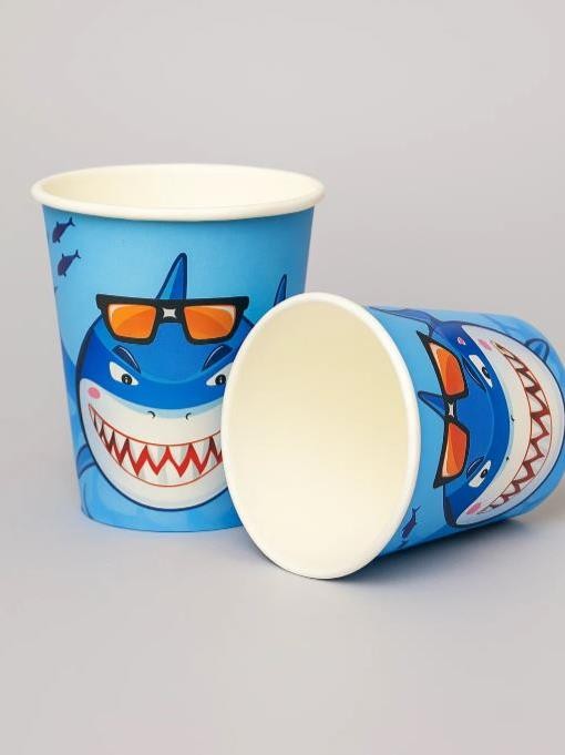 Набор бумажных стаканов 6 шт. &quot;Cool shark&quot;, (9 см) 