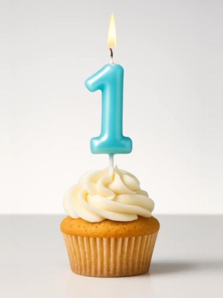 Свеча для торта "Azure glow" цифра 1, (6 см)