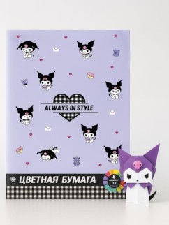 Бумага цветная 16 л &quot;Куроми&quot;, немелов. односторон., на скрепке, 8 цв., плот. 48,8г/м2