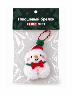 Плюшевый брелок iLikeGift "Новогодний снеговик", белый
