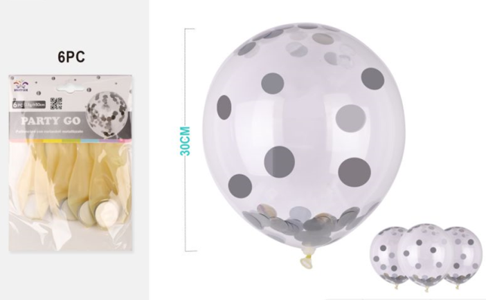 Набор воздушных шаров 6 шт. &quot;Glimmer globe&quot;, silver (30 см) 
