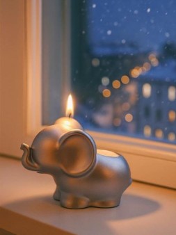 Свеча декоративная с подсвечником "Слоник" (11х8,5х7,5см)